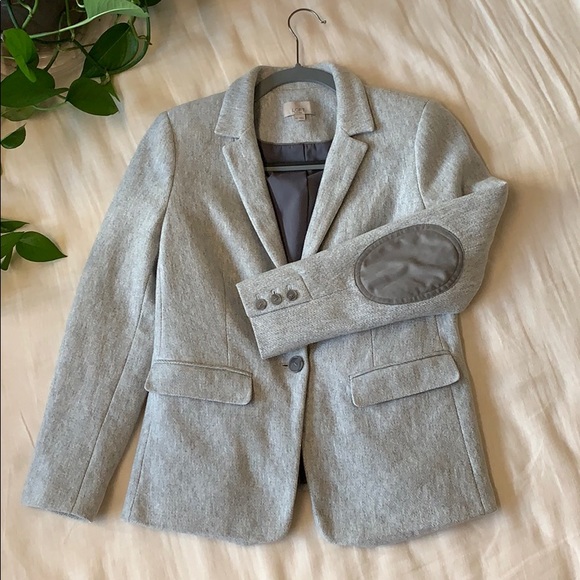 LOFT Jackets & Blazers - LOFT women's knit blazer grey herringbone modern